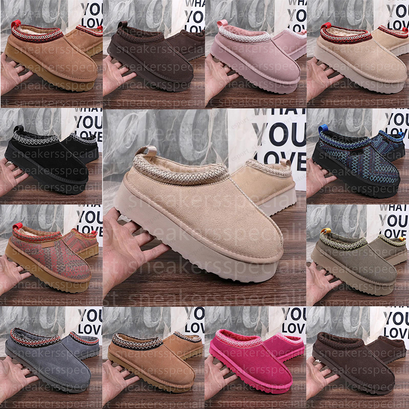 Witha box Designer boot Tazz Slippers Tasman Slip-on Fur Slides Men Women Luxury Snow Boots Ultra Mini Platform Boot Winter Warm Shoes Suede Woolen Womens Ankle Bootie