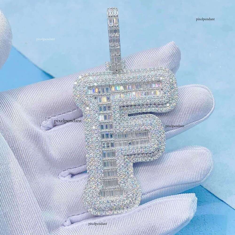 sterg sier fashion jewelry pendent necklaces hiphop moissanite dia custom letter pendant for gift Any alphanumeric customization