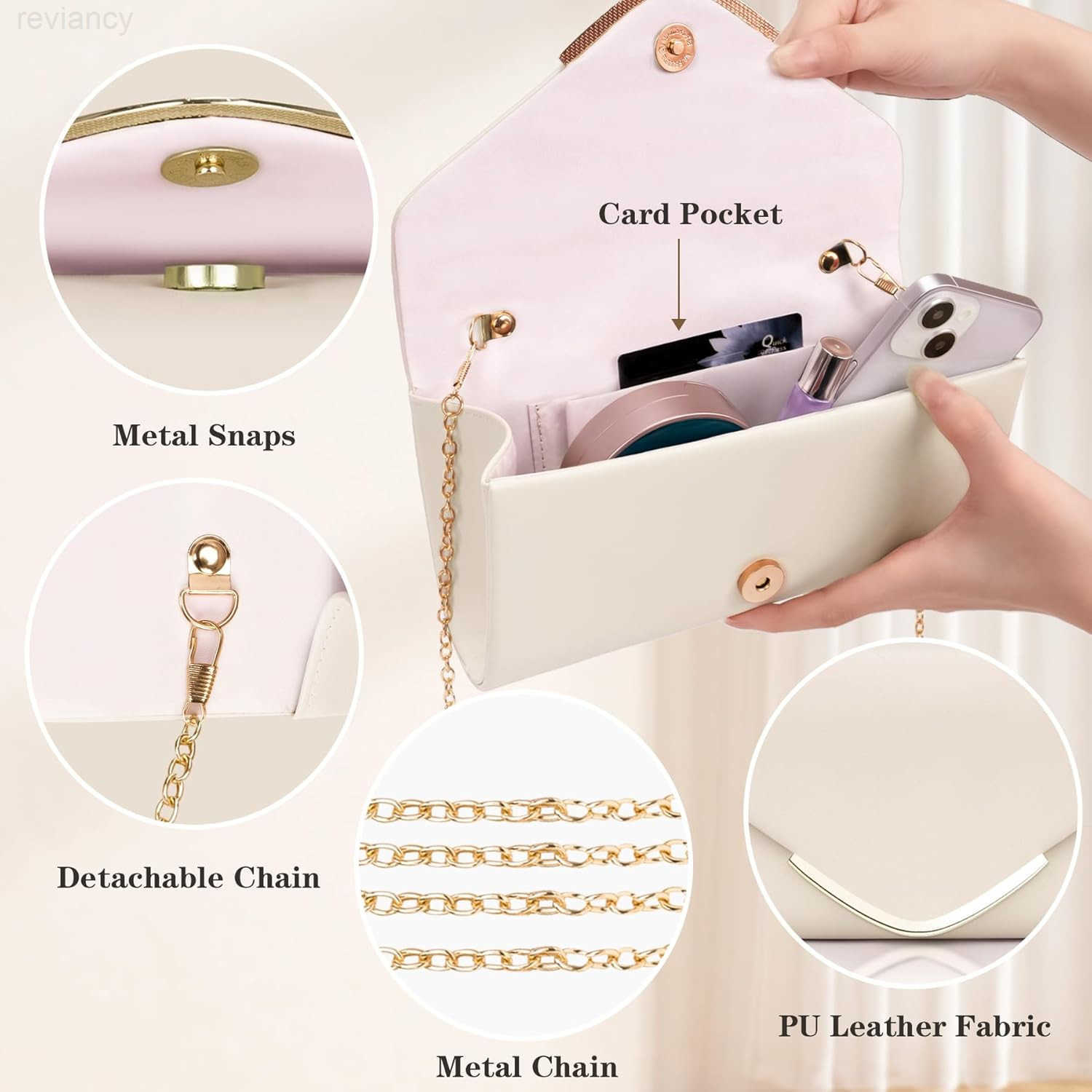 Clutch Purse for Women Trendy Vegan Leather Envelope Evening Bags wChain Wedding Cocktail Party Formal HandbagsW250908