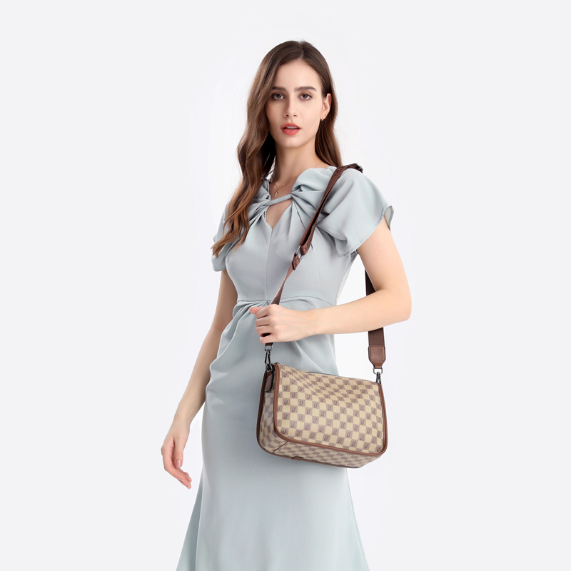MKF designer light luxury genuine leather flap high quality vintage diamond Lattice casual tote bag dh911761540