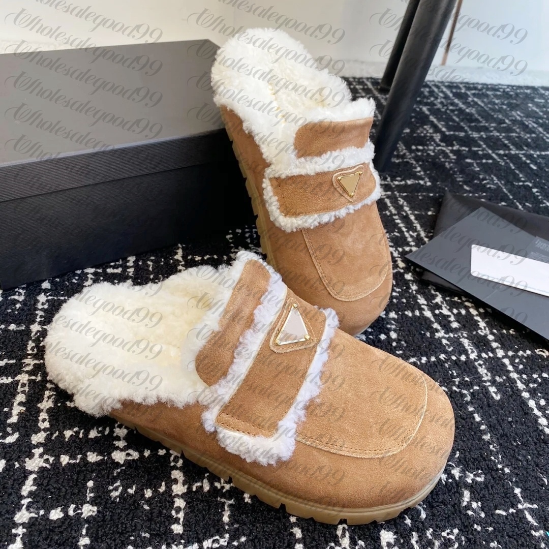 Womens Fur slide mary jane shoe Mini Designer platform booties Fluffy slipper Suede leather Winter Loafer Furry Scuffs Sport casual shoe Luxury Mule Flat House shoes