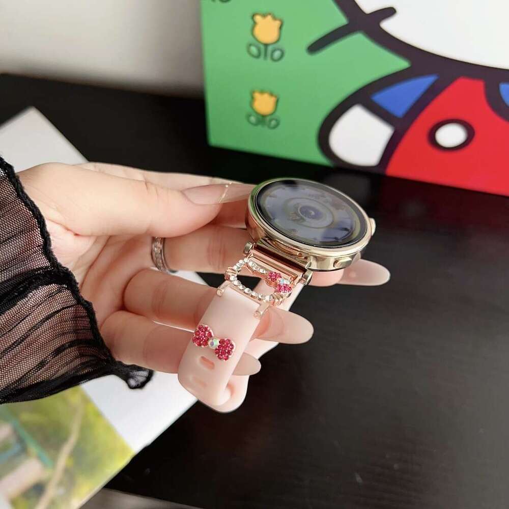 DHgargets Compatible with Apple 7 8 9 Hello Kitty Headband Silicone Strap Xiaomi 10 Huawei Fit4 GT5 Decorative Wristband