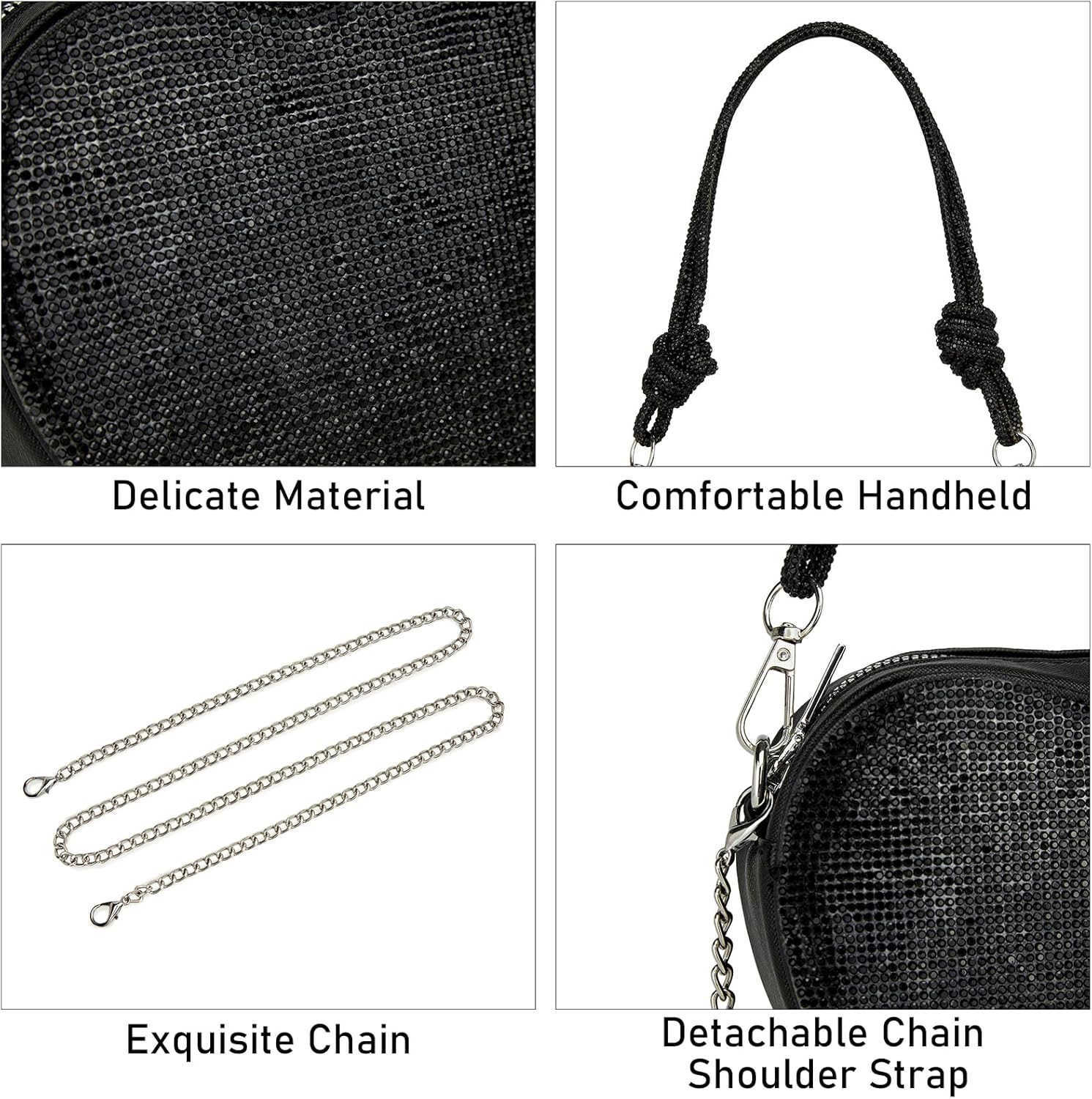 Evening Bag for Women Silver Purse Heart Shaped Purse Crossbody Bags Shoulder Handbag for FormalW250908