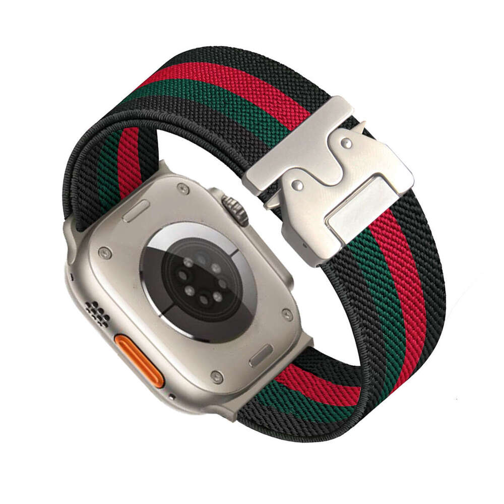 DHgargets Elastic Pattern Watch Band - Compatible with Apple S1-S10, 42mm/46mm, Ultra 2, Parachute Buckle, Color Block
