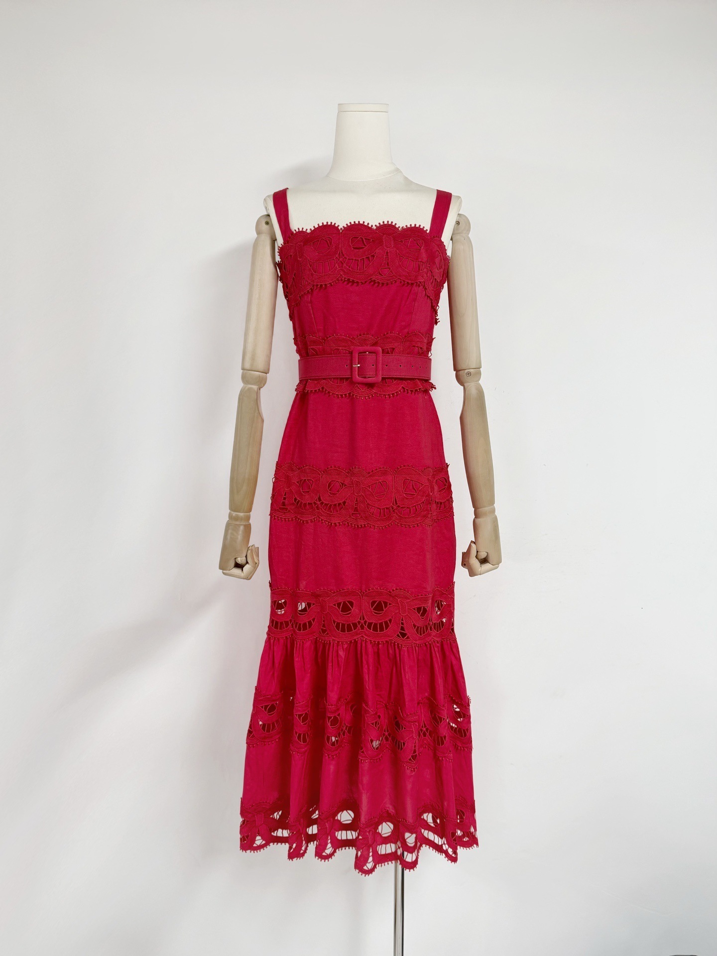 Summer New Vacation Style French Fashion Elegant Design WaistSlimming Strap Dress 210423