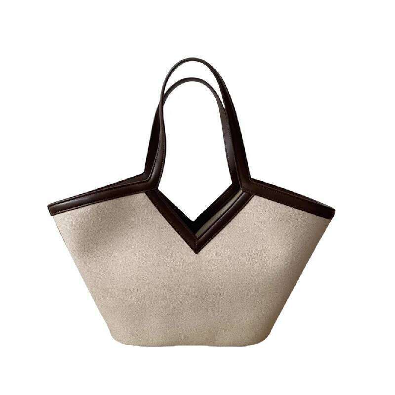 2025 Fashion Versatile PU Canvas Bucket Shoulder And Crossbody Bags Simple Casual Sense Of Retro Handbags For Women