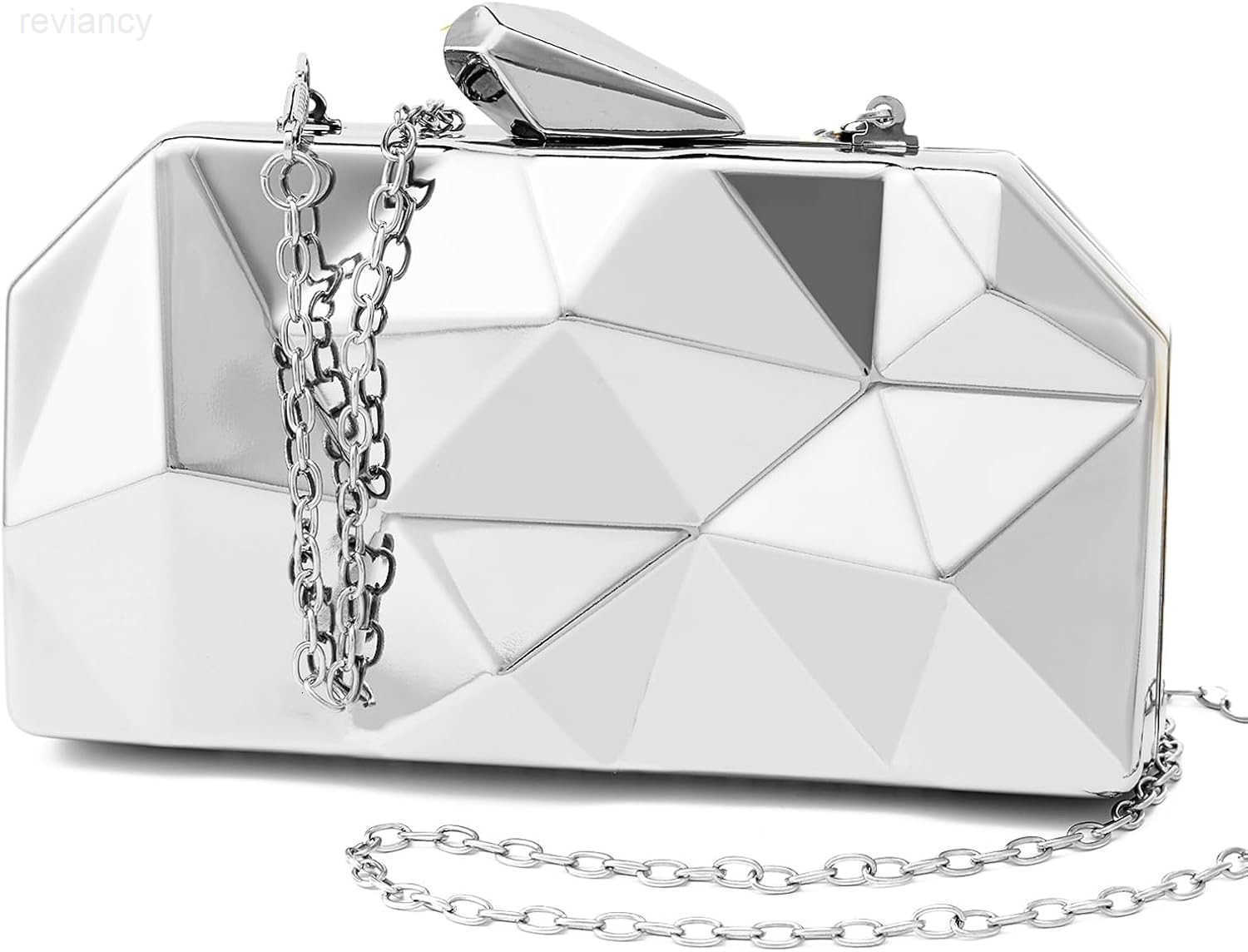 Women Lattice Pattern Metal Evening Clutch BagGeometric Evening Clutch Purse Handbag With Chain StrapW250908