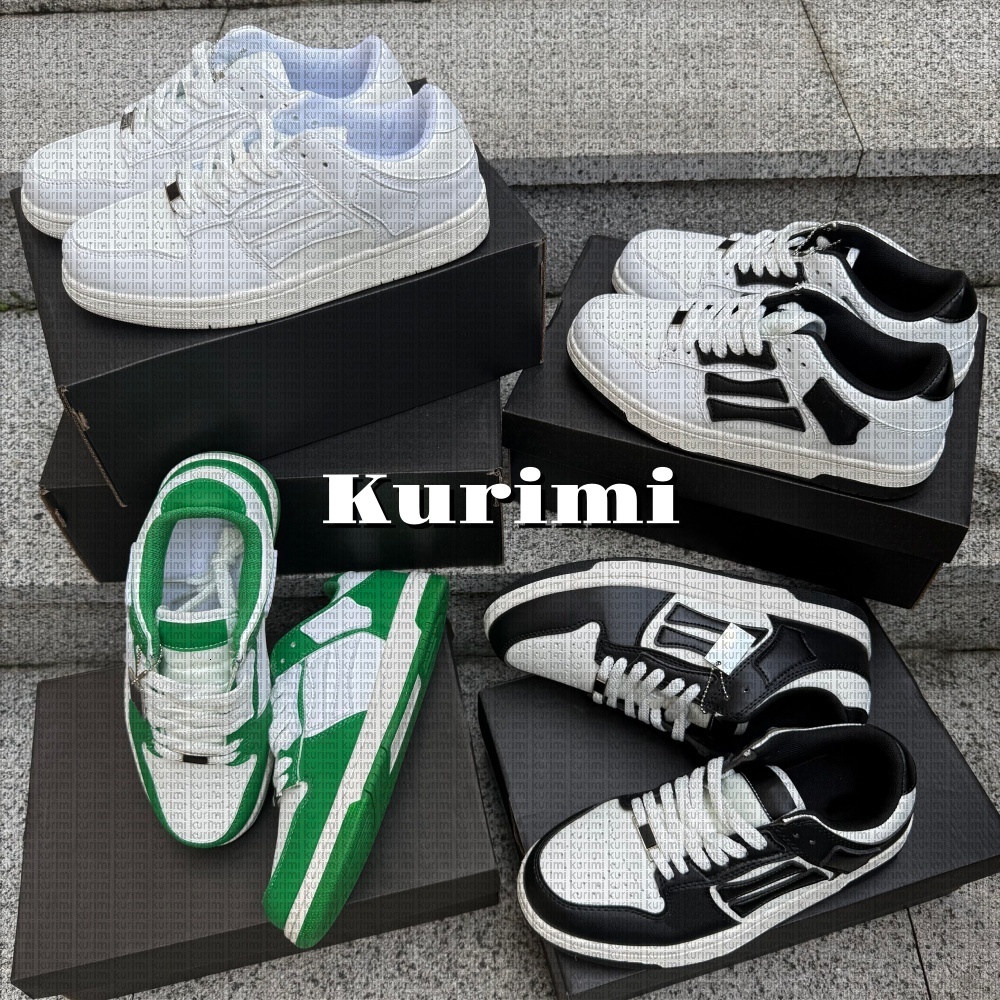 Mens Shoes Trainers Sneakers Skel-top Low Casual Shoes Womens Designer Shoe Genuine Leather Lace Up Shoe White Green Black Grey Blue Red Sports Lace Up Shoe Size 35-45