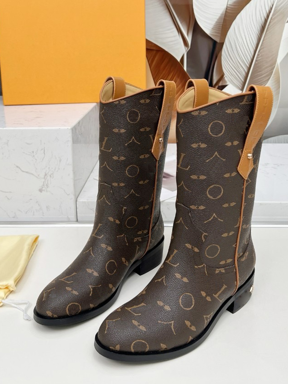 Rider Boot 1AD7PH couples short boots mens and womens knight motorcycle boots made of cowhide fabric with thickened leather sole size 35-46