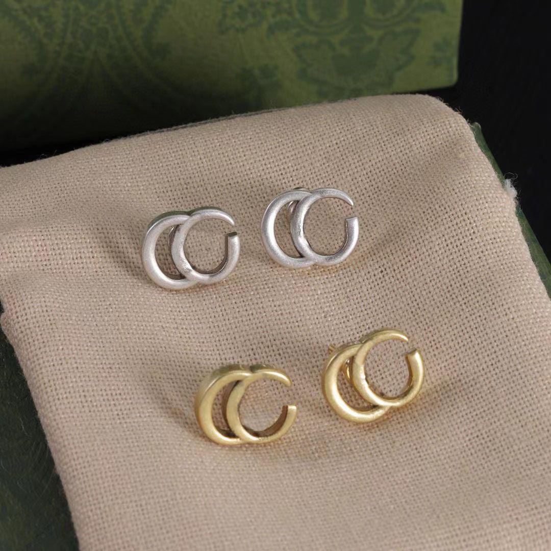 Classic style small letter stud earrings for women stylish exquisite designer earrings brass for girls wedding party daily outfit jewelry