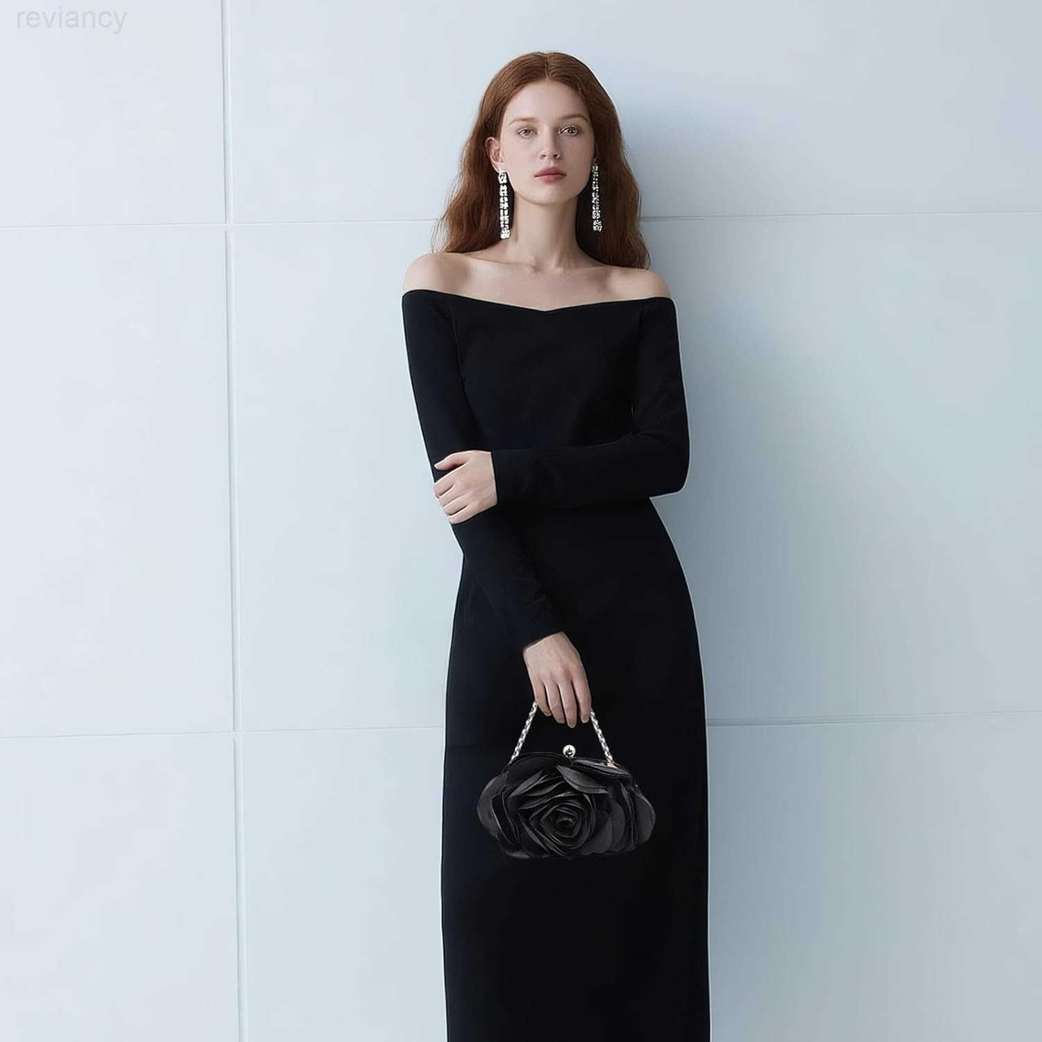 Clutch Purse for Women Elegant Rose Petal Evening Bag with Detachable Chain for Wedding Gala PromW250908