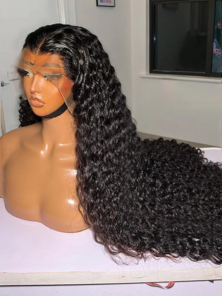 300% High Density Black Curly Human Hair Wig Loose Deep Wave Lace Front Wig 13x6 HD Lace Frontal Wig Brazilian 360 Full Lace Wig Glueless For Women