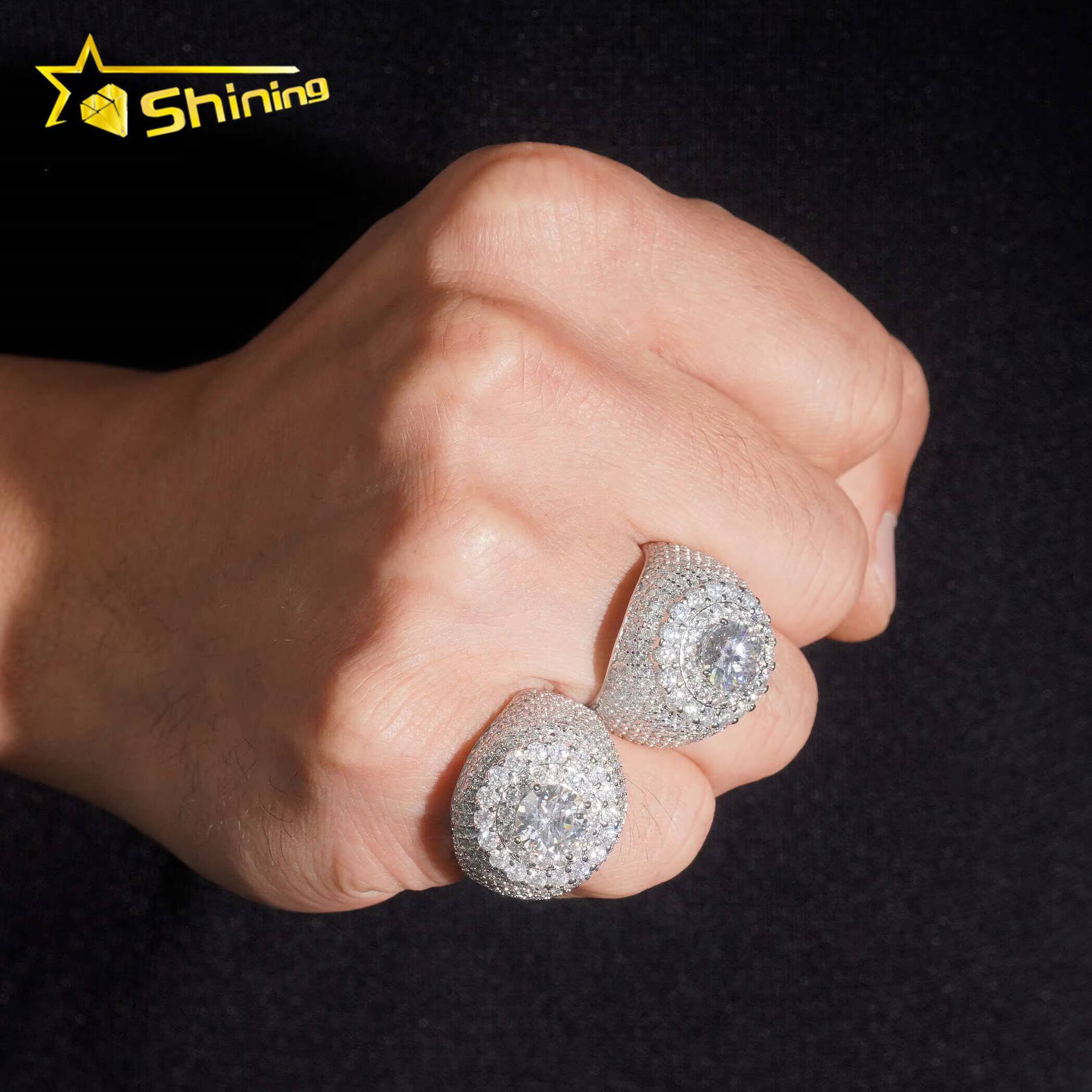 USA Local Shipping Iced Out Cluster Lab Moissanite Hip Hop Ring 925 Sterling Silver Fashion Jewelry Men Diamond Rings Designer ring