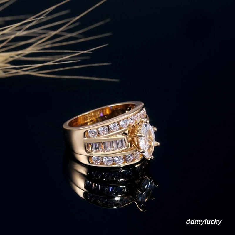 Hot Sale New Arrival Jewelry Sier&Gold Fill Marquise Cut White Topaz CZ Dia Party Women Wedding Bridal Ring For Birthday Gi ddmyLucky