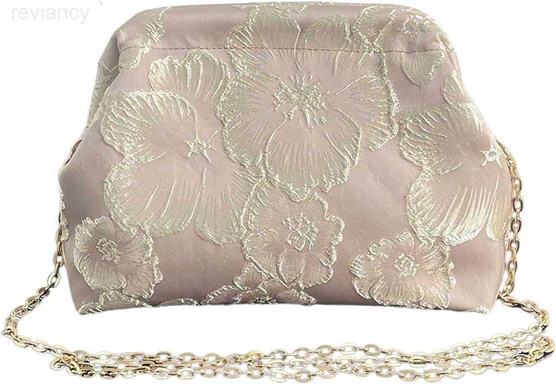 Womens Flower Embroidery Clutch Purse Kiss Lock Shoulder Bags Evening HandbagW250908