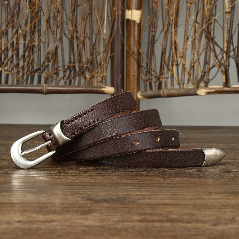 18cm Genuine Leather Belt for Women with Pin Buckle Korean Style Trendy and Versatile Personalized Pure Cowhide Waist Belt for Pants and Skirts