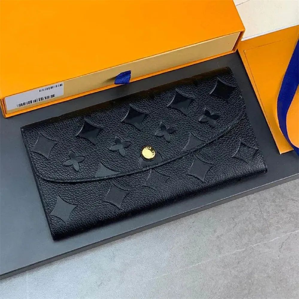 Fashion Designer Wallet Luxurys Women Short Purse Embossed Flower Wallets Credit Card Holders Ladies Plaid Money Purses Clutch Bag with Box A1