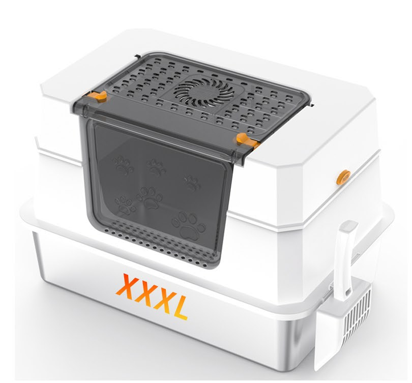 Oversize Stainless Steel Cat Litter Pan Fully Sealed Design w/ Deodorizing Carbon Packet and Scoop Included pet supplies - JY-V