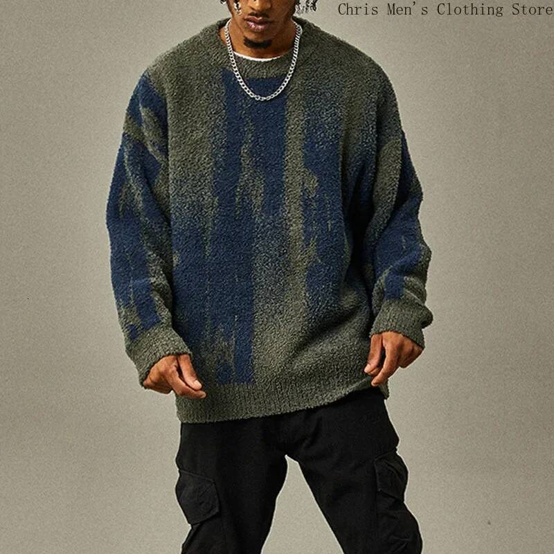 2025 men's striped loose men's pullover sweater casual soft fur jacket hooded men's autumn design and winter new fashion designer cloth