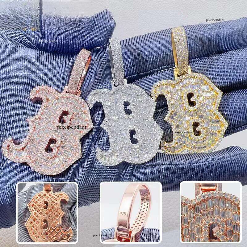 Fast Delivery Fashion Jewelry Sterling Sier B Letter Charm Iced Out Vvs Moissanite Pendant