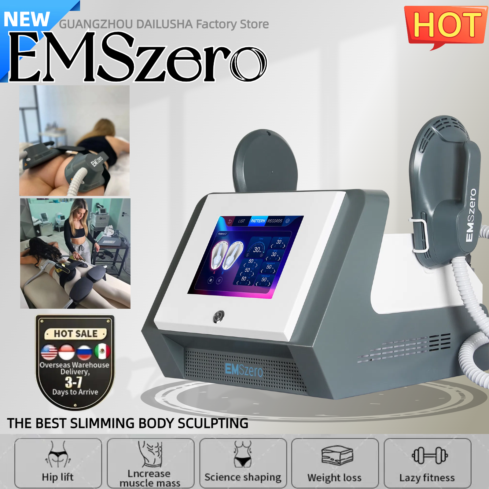 EMSzero Slimming HIEMT RF Electro Magnetic Stimulation Body Sculpting and Muscle Building Machine 15 Tesla 6500W 200HZ EMSslim Fat Loss Salon Machine 