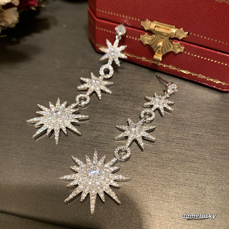 Suower Eight Star Sweet S Sier Needle Ultra Immortal Elegant Temperament Internet Red Tassel Long Flower Earrings 250710 ddmyLucky ddmyLucky