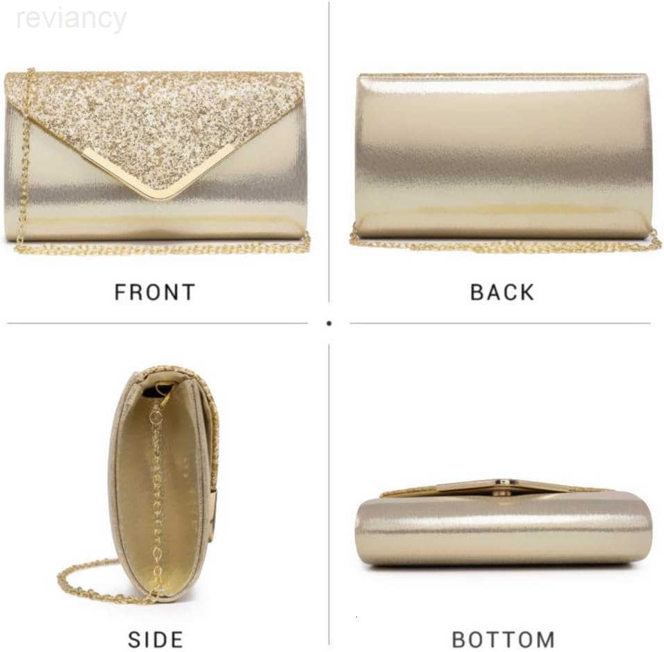 Women Evening Bags Formal Clutch Purses for Wedding Party Prom Handbags with Shoulder Strap and Glitter FlapW250907