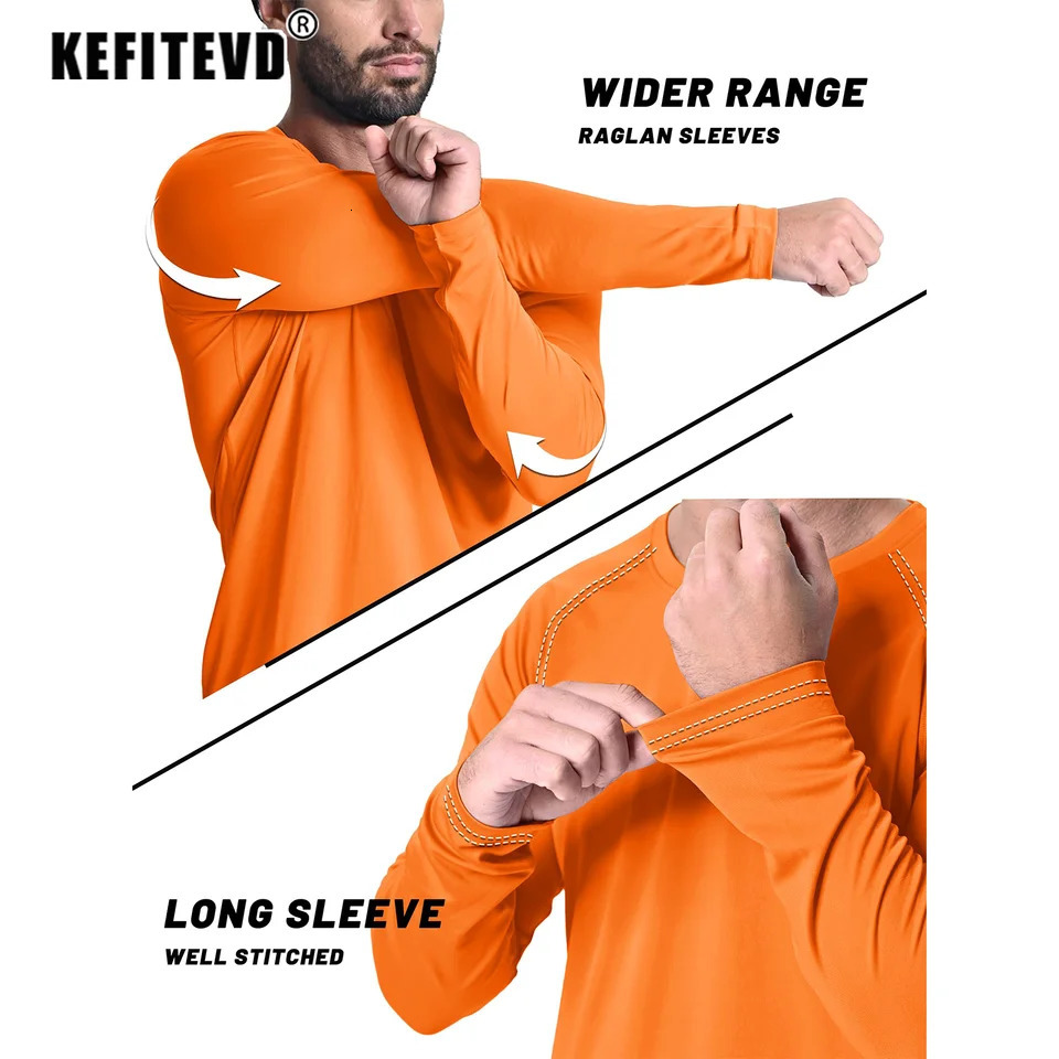KEFITEVD Mens UV Sun Protection UPF 50 T Shirts Long Sleeve Rash Guard Workout Quick Dry for Hiking Fishing Swimming 250908
