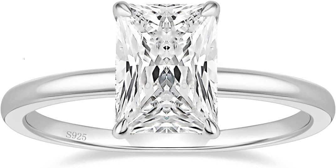 3CT 925 Sterling Silver Engagement Rings Radiant Cut Solitaire Cubic Zirconia CZ Wedding Promise Rings for Her Wedding Bands for Women Size 311W250908