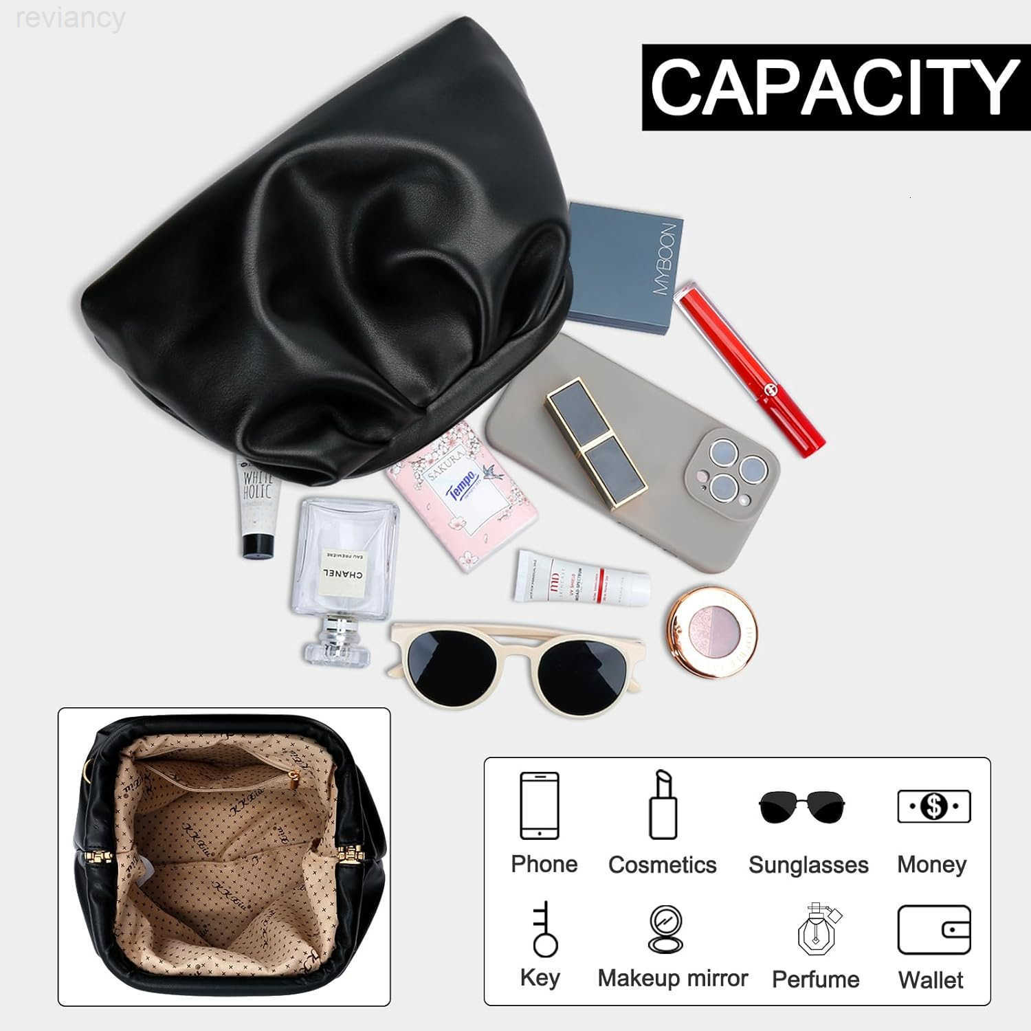 Evening Handbag for Women Formal Clutch Purse with Removable Chain Strap Soft Wedding Crossbody ClutchW250908