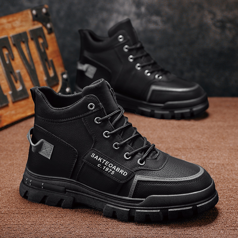 Men Boots Casual Shoes Ankle Leather Outdoor Platform Walking Fashion Luxury Designer Work High Top Sneakers Cowboy Winter