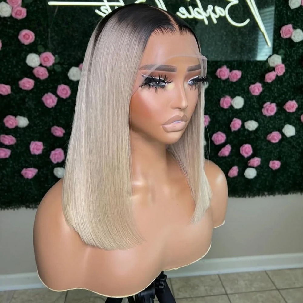 200% Density Honey Blonde Wig 13x6 HD Lace Front Wig Short Bob Human Hair Wig Bone Straight Lace Frontal Wigs Human Hair Pre Plucked Glueless Wigs for