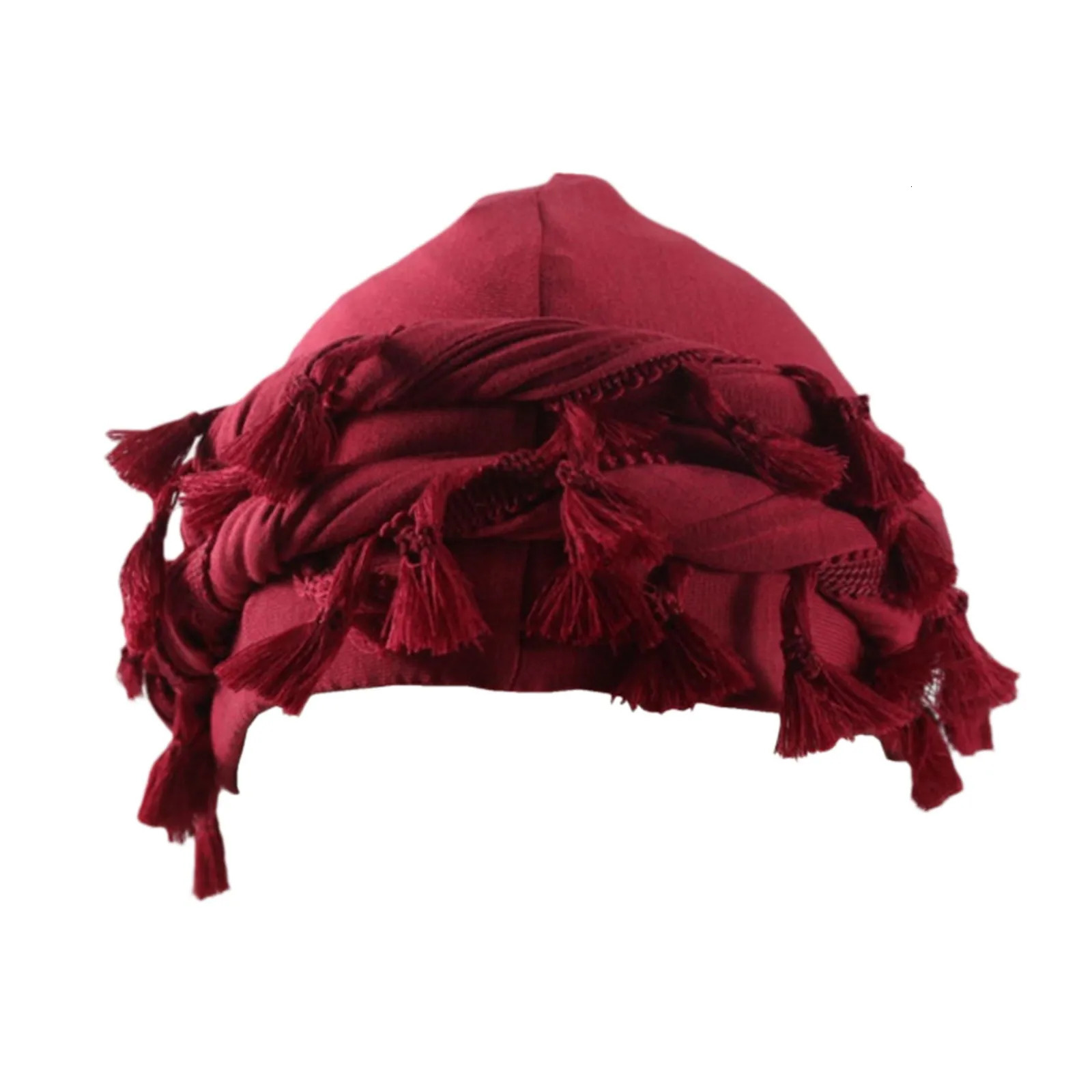 2025 Vintage Twist Head Wraps With Tassel For Men Headband Turban Scarf Indian Cap Headscarf Male Hip Hop Hats Headwrap Gorras250908