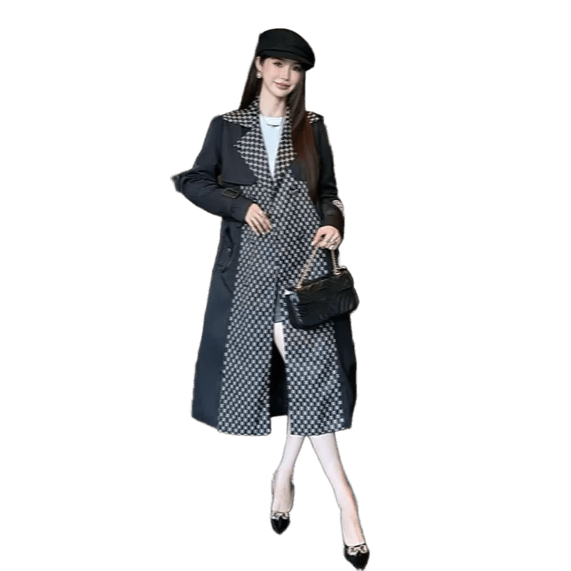 2025 luxury designer brand women's winter new belt jacket windbreaker classic fashion design high-end jacket printed high-quality long-sleeved jacket