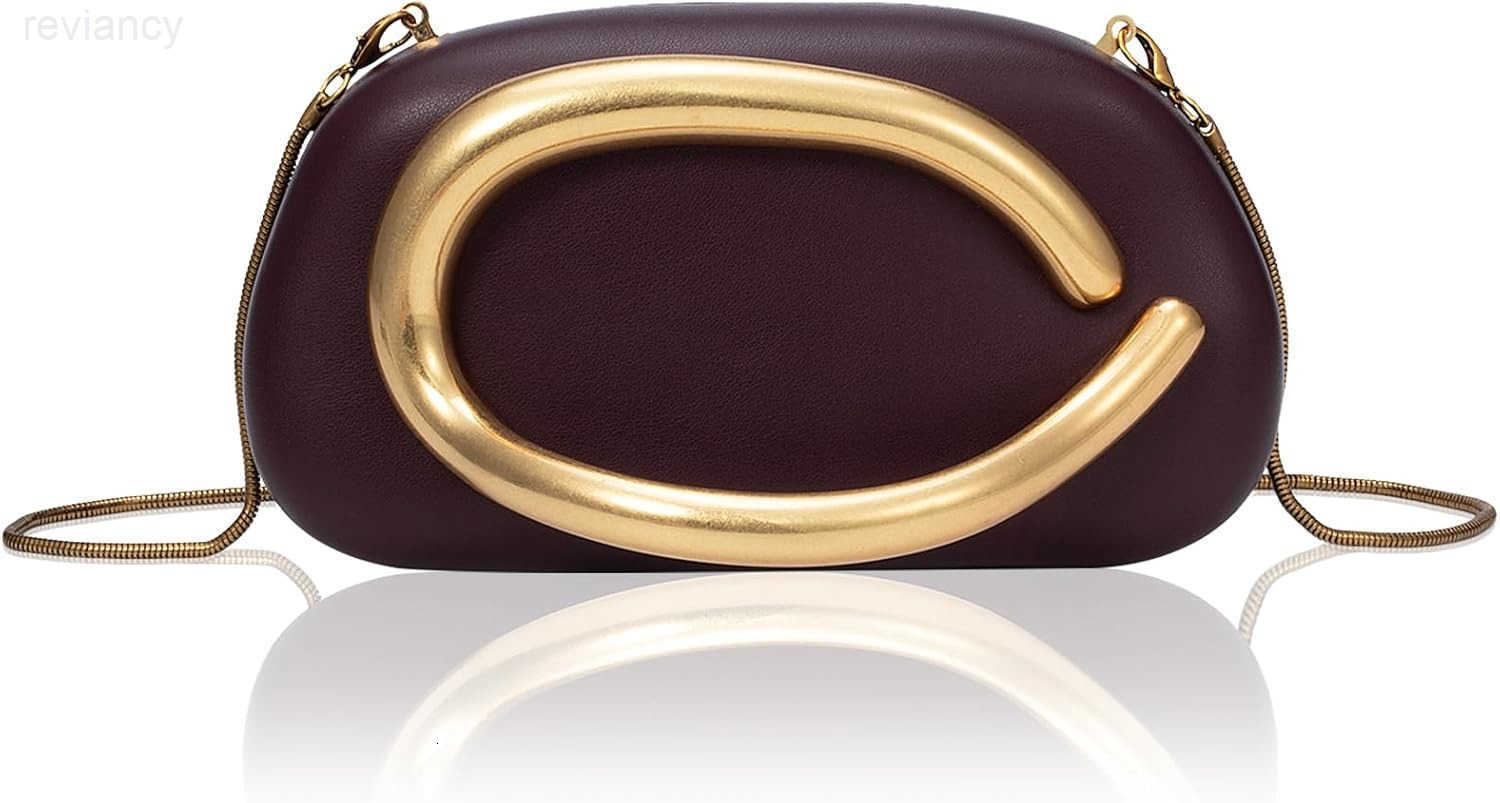 Leather Womens Evening Handbags Chocolates Clutch Purse Easy Match with Chain Crossbody Metal Decoration Shoulder BagW250908