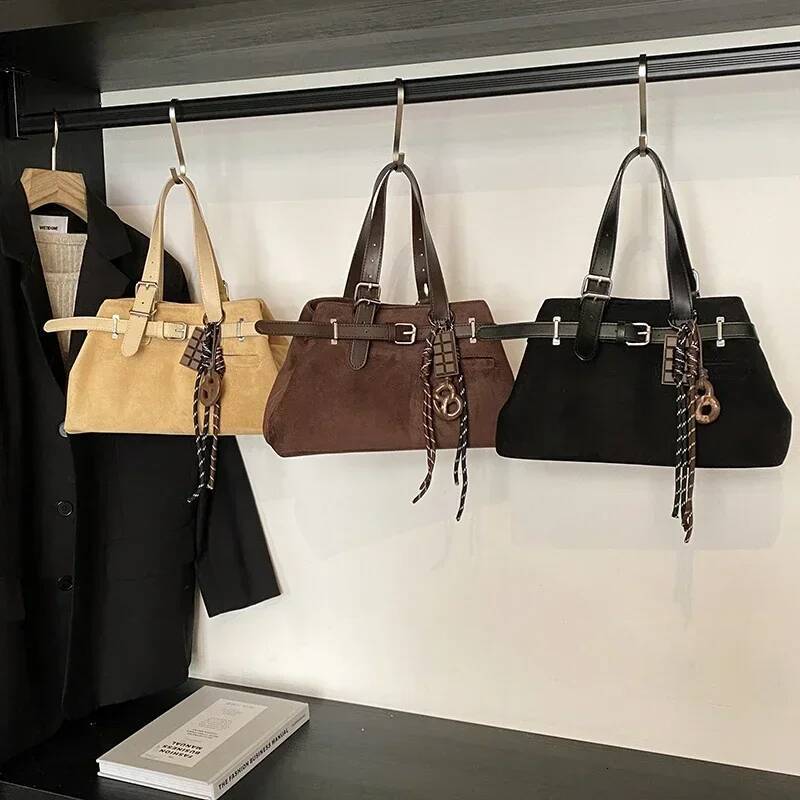 2025 new collection Retro Suede Women's Shoulder Bag Simple And Fashionable Large Capacity Popular Handbag Travel Women's Handbag Autumn New