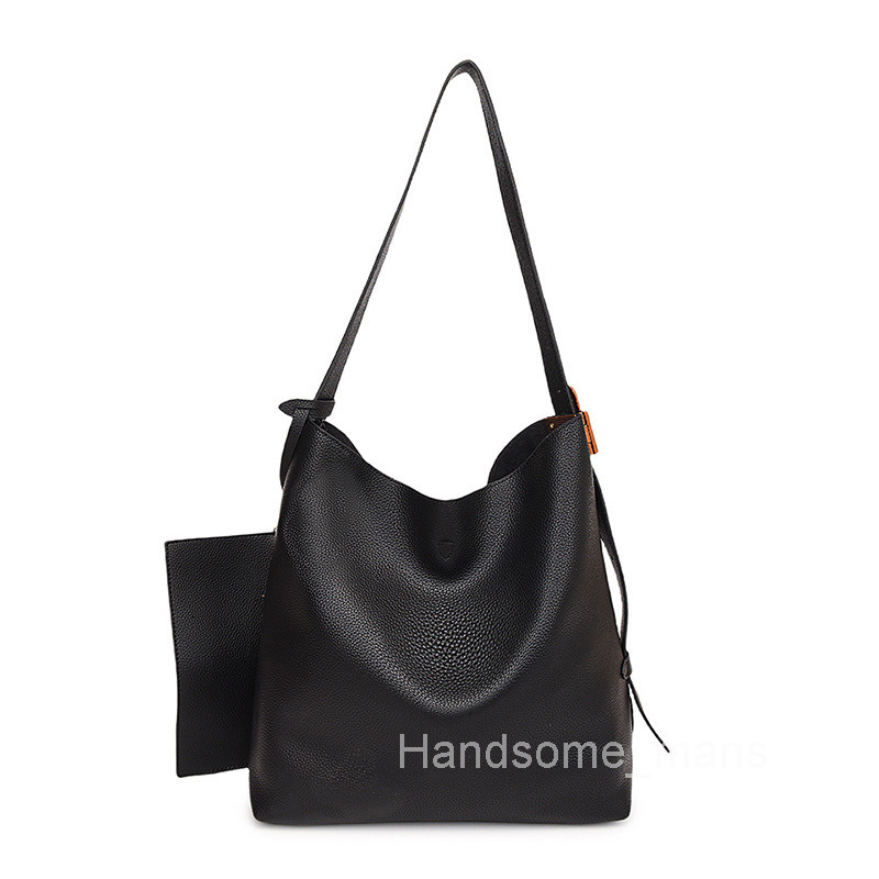 Lazy Large Bag for Women New Fashion Simple Shoulder Bag for Work Commute Soft Leather Bucket Bag Large Capacity