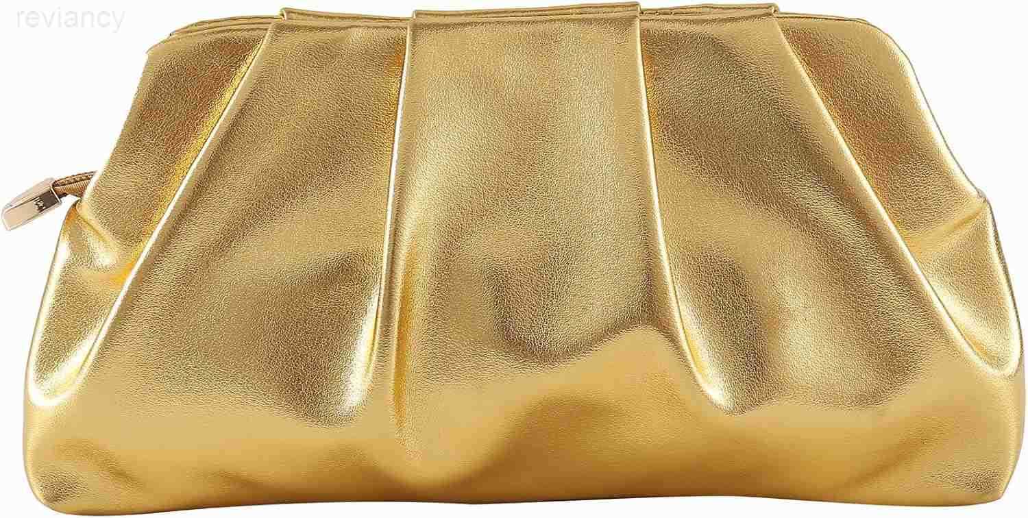 Evening Bag for Women Ruched Clutch Purse Detachable Metal Chain Crossbody BagW250908
