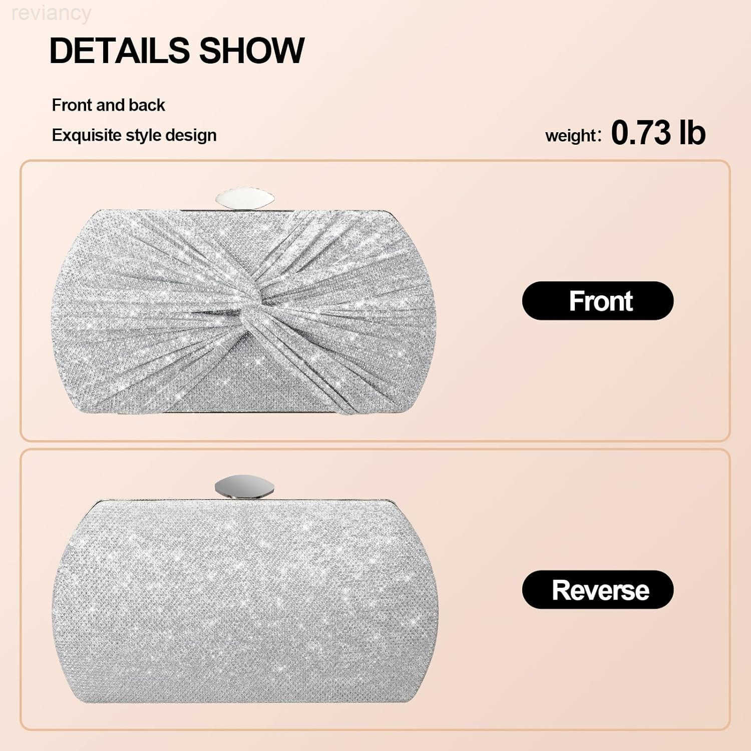 Clutch Purses for Women Wedding Evening Glitter Sparkly Handbags Party Purses for Women with Detachable ChainW250908