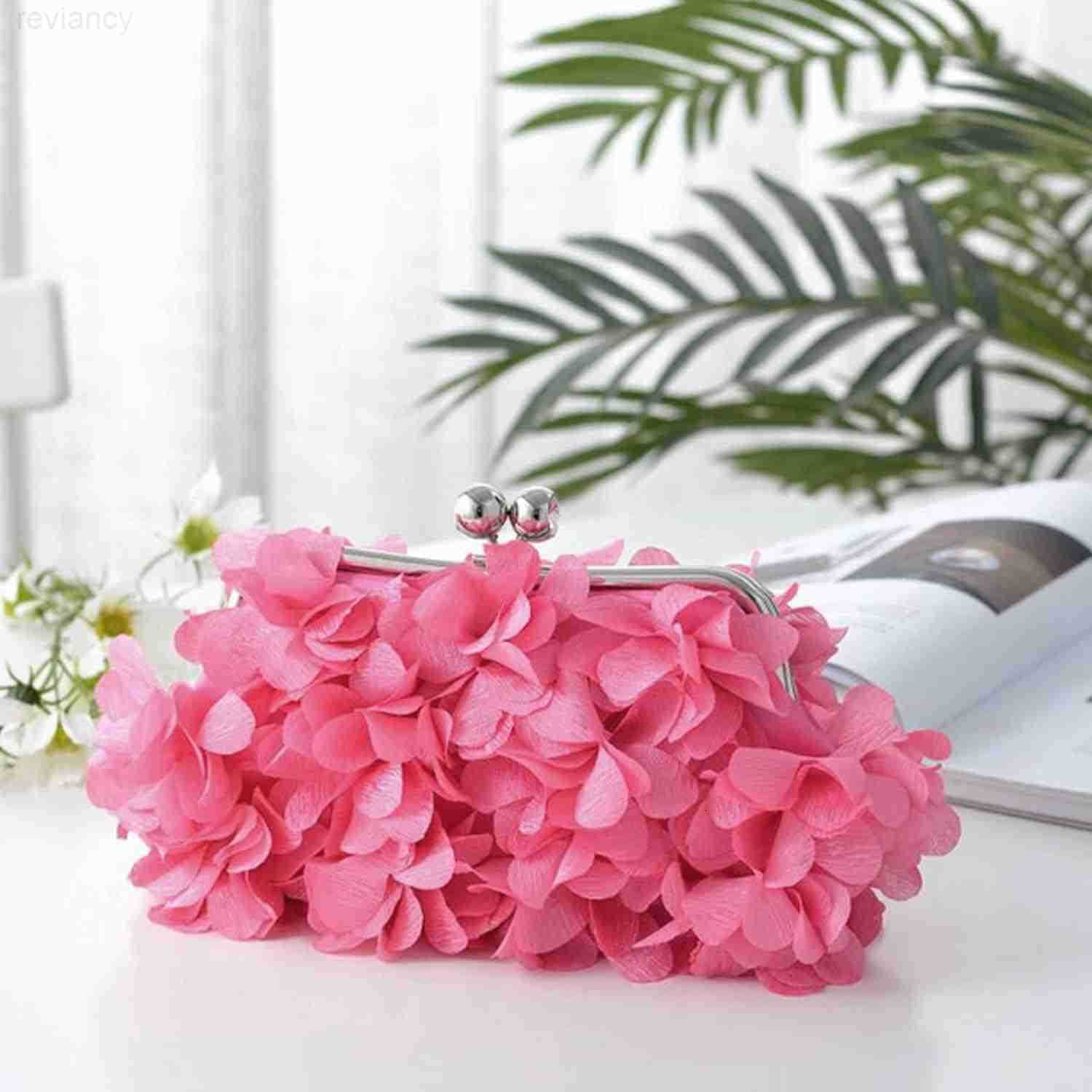 Women Rose Shaped Clutch Soft Satin Wristlet Handbag Wedding Party PurseW250908