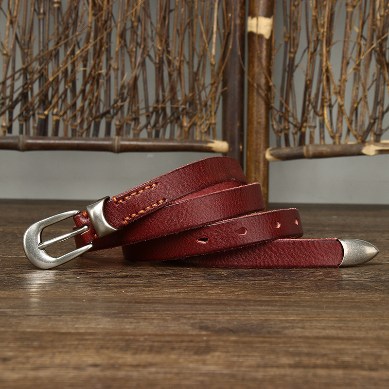 18cm Genuine Leather Belt for Women with Pin Buckle Korean Style Trendy and Versatile Personalized Pure Cowhide Waist Belt for Pants and Skirts