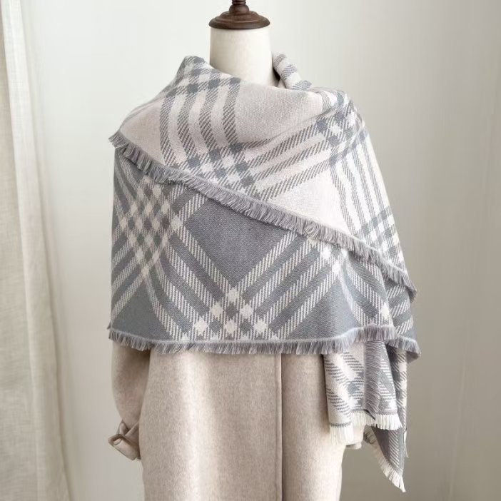 K1850 Autumn and winter thick warm scarf for women, imitation cashmere gradient long shawl, cross-border wholesale high-end tassel scarf