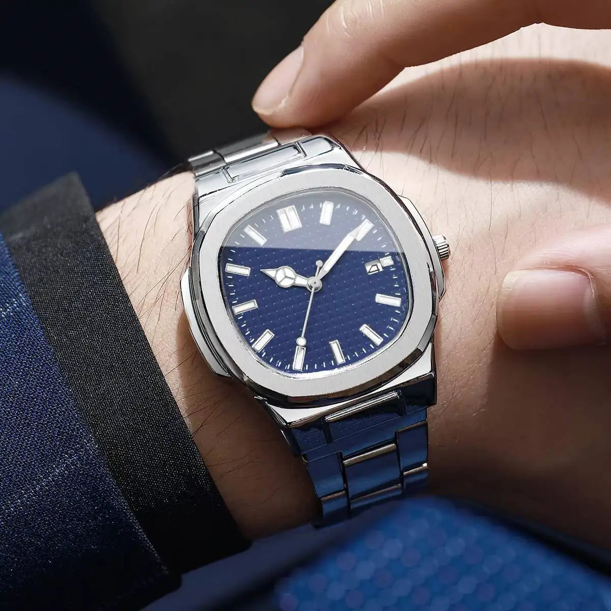 2PCSSet Fashion Square Men Business Watches Simple Calendar Quartz Watch for Man Clock Reloj HombreWithout Box 250908