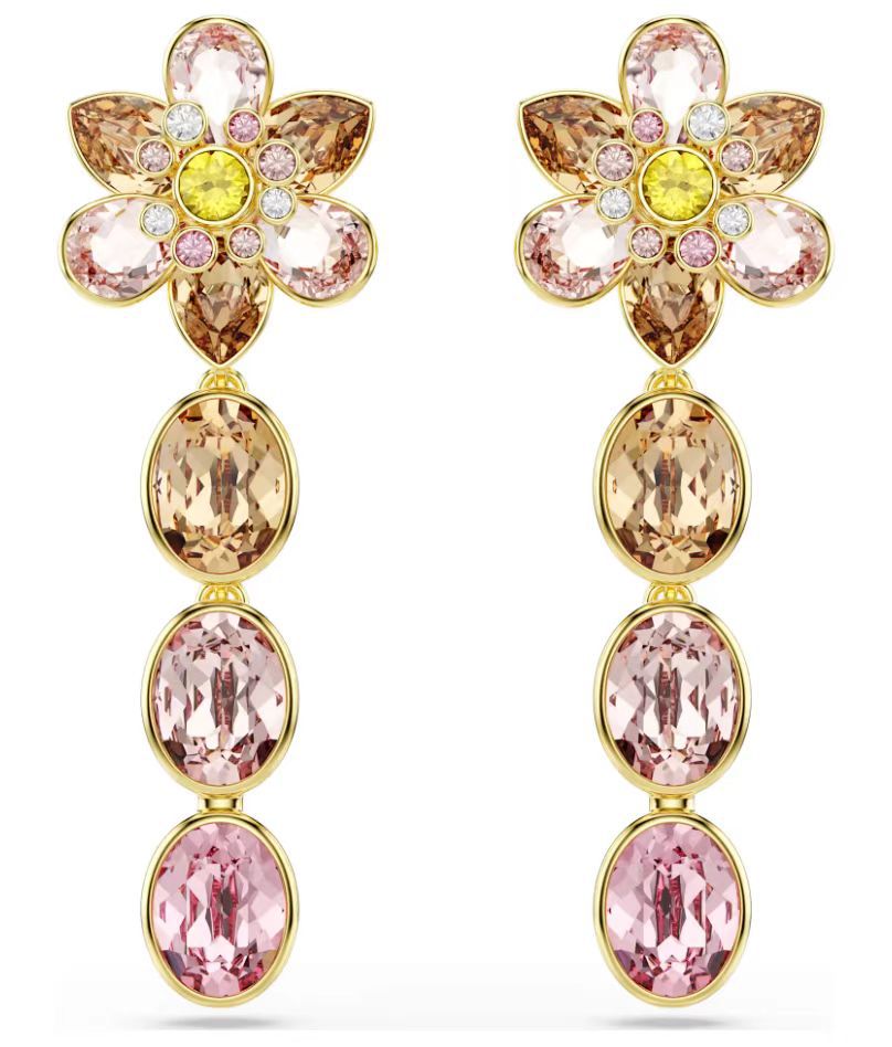 Luxury austria candy colorful crystal flower designer choker necklace for women 18k gold romantic flowers dopamine charm necklaces bracelet earrings ring jewelry