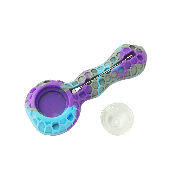 Smoking Pipes Silicone Hand Pipe Colorful Silicone Pipe For Tobacco Dry Herb Spoon Silicone Pipes With Holes Glass Bowl Hookah Accessories