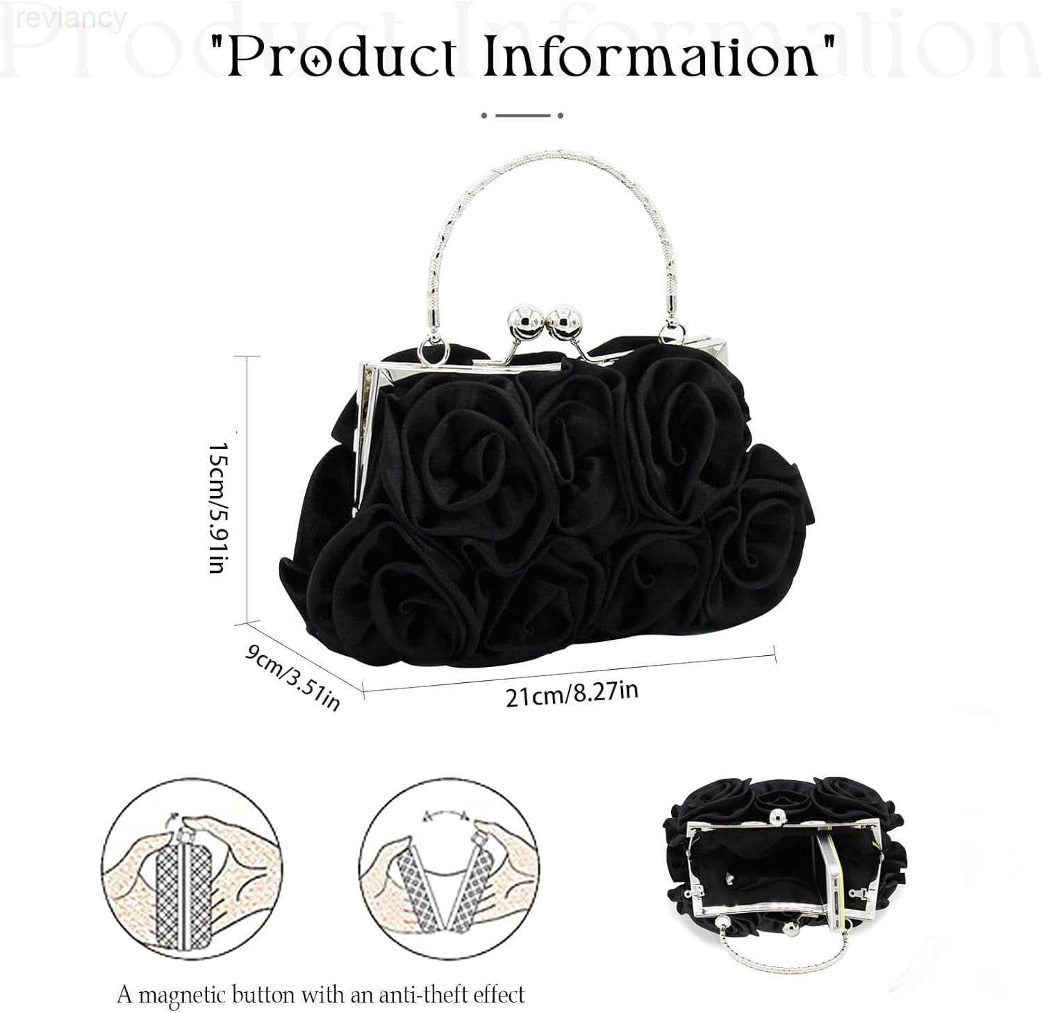 Women Evening Clutch Bag Floral Satin Small Purses with Detachable Strap for Wedding Party PromW250908