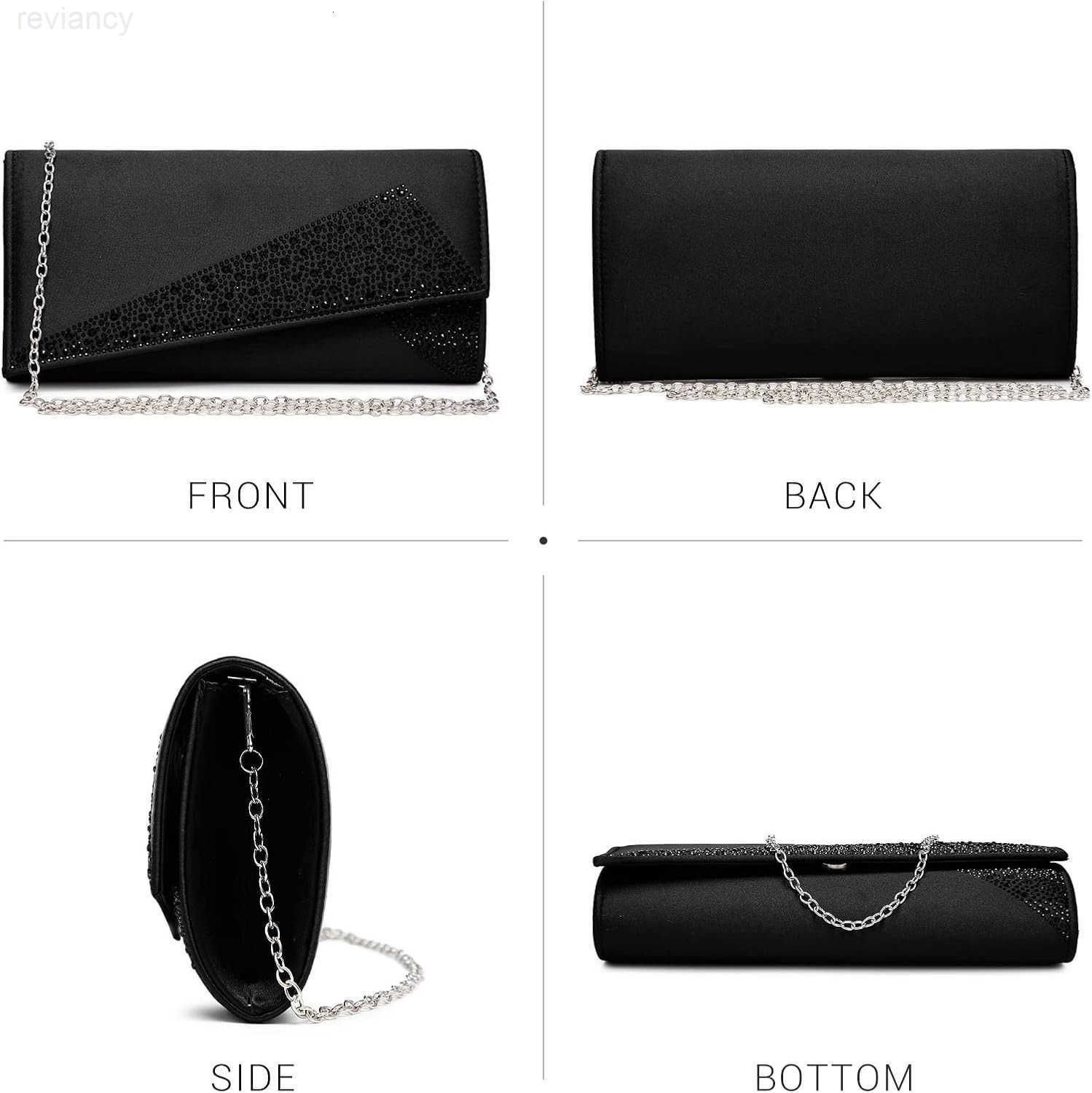 Womens Satin Rhinestone Clutch Evening Bags Sparkle Glitter Shiny Purse Handbag for Party Wedding Cocktail PromW250908