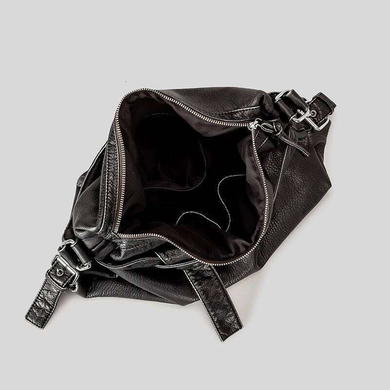 Large Capacity Soft Leather Tote For Women Vintage Y2k Punk Bags Ladies Travel Commuting Handbags Motorcycle Crossbody Bag