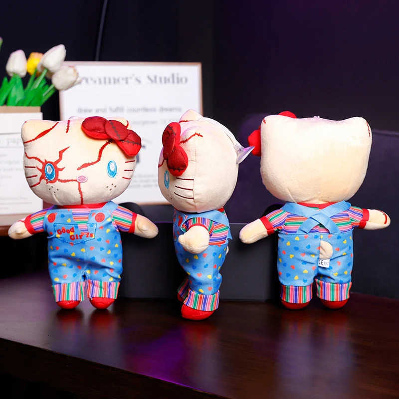 Sanrio Hello Kitty Novelty Alternative Halloween Creative Plush Toy Scary Style Friend Gift Clown Plush Doll Kawaii Stitch Plush H251104