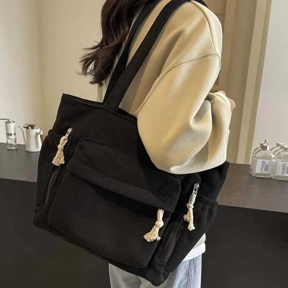 Fashion Corduroy Work Shoulder Bag Casual Large Capacity Crossbody Bag Versatile with Multiple Pocket Travel Bag For Women R250908